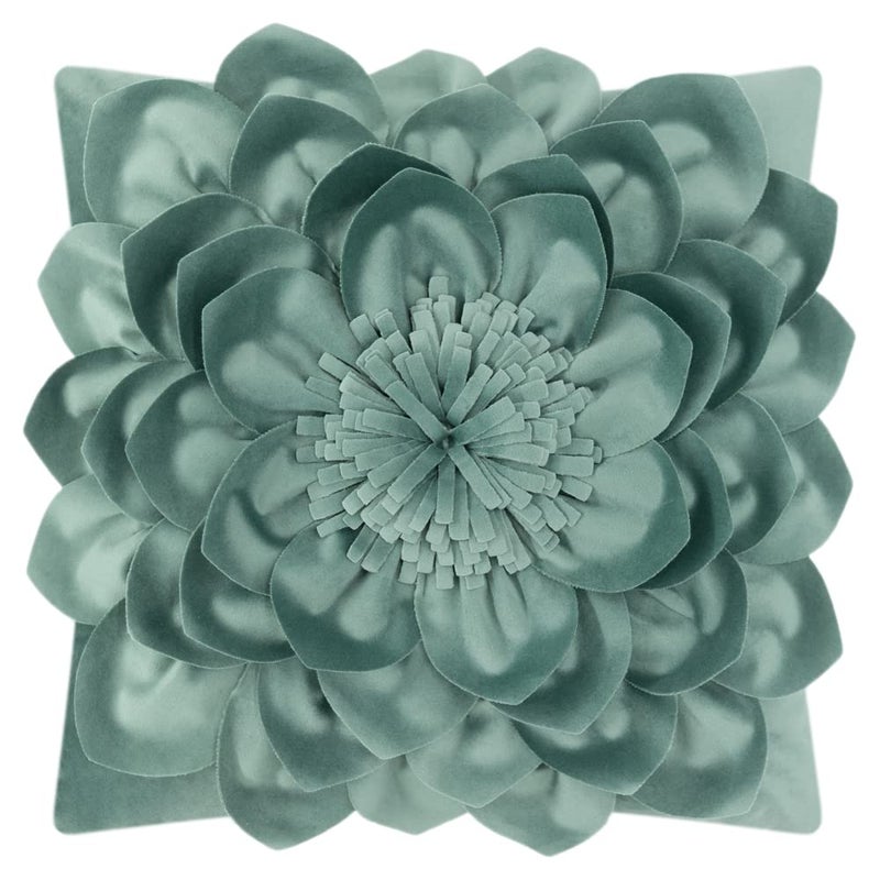 OiseauVoler 3D Flower Throw Pillow Cases Decorative Cushion Covers Soft Velvet Pillowcases Home Sofa Car Bed Room Decor 18 x 18 Inch Green - Image 1
